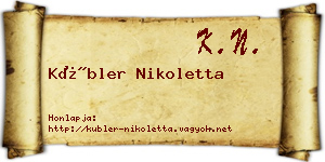 Kübler Nikoletta névjegykártya