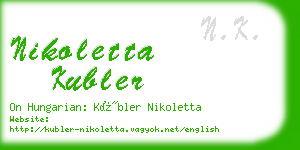 nikoletta kubler business card